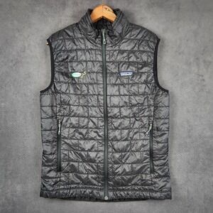 Patagonia Nano Puff Vest Mens Medium Black Lightweight Insulated Supermicro Logo